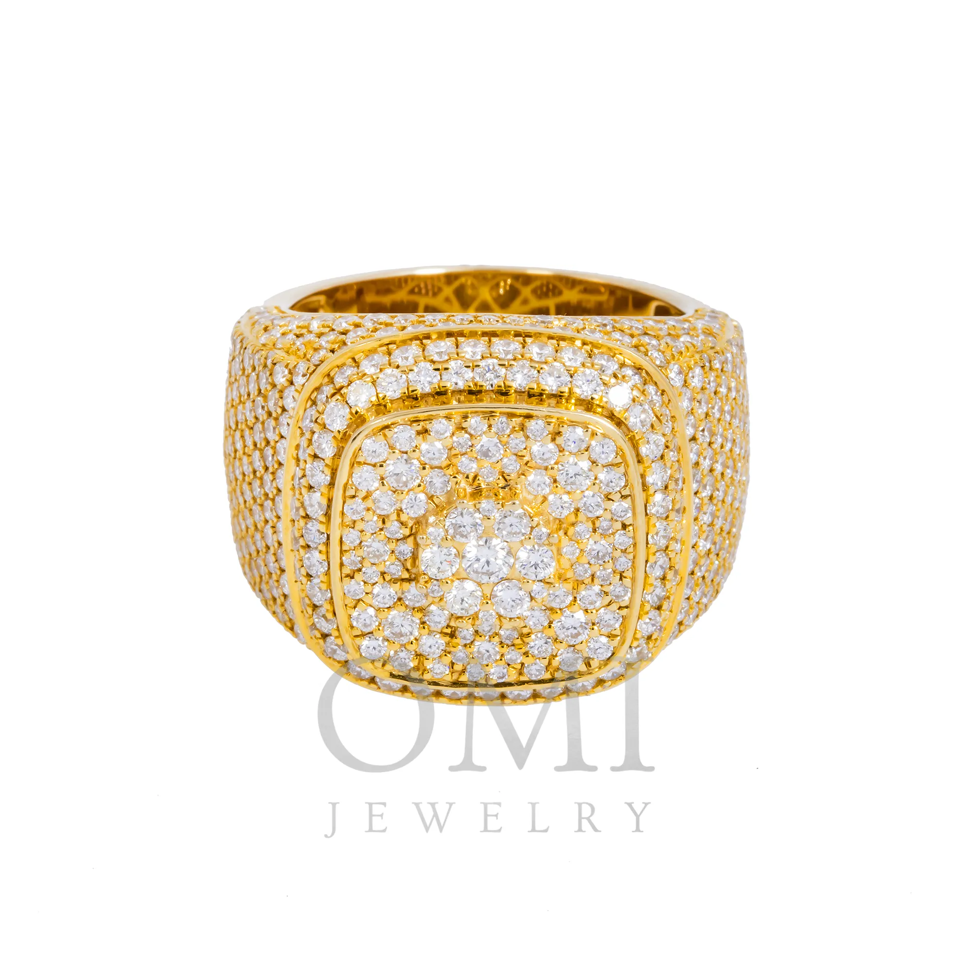 10K GOLD ROUND DIAMOND 3D STATEMENT RING 4.64 CT