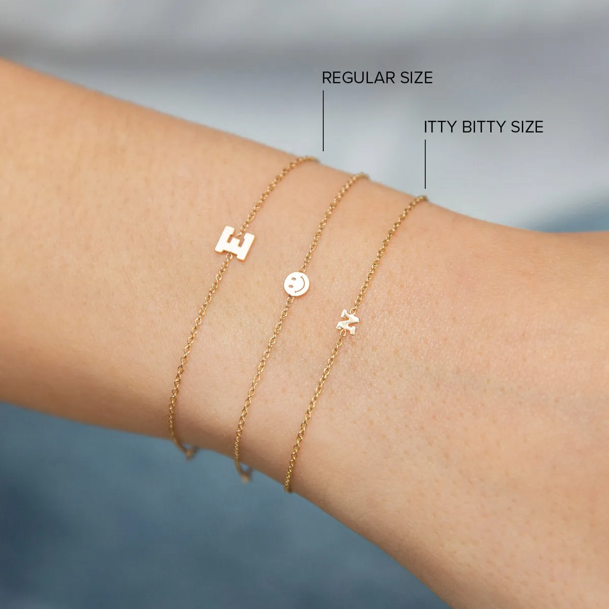 14k Initial Letter Curb Chain Bracelet