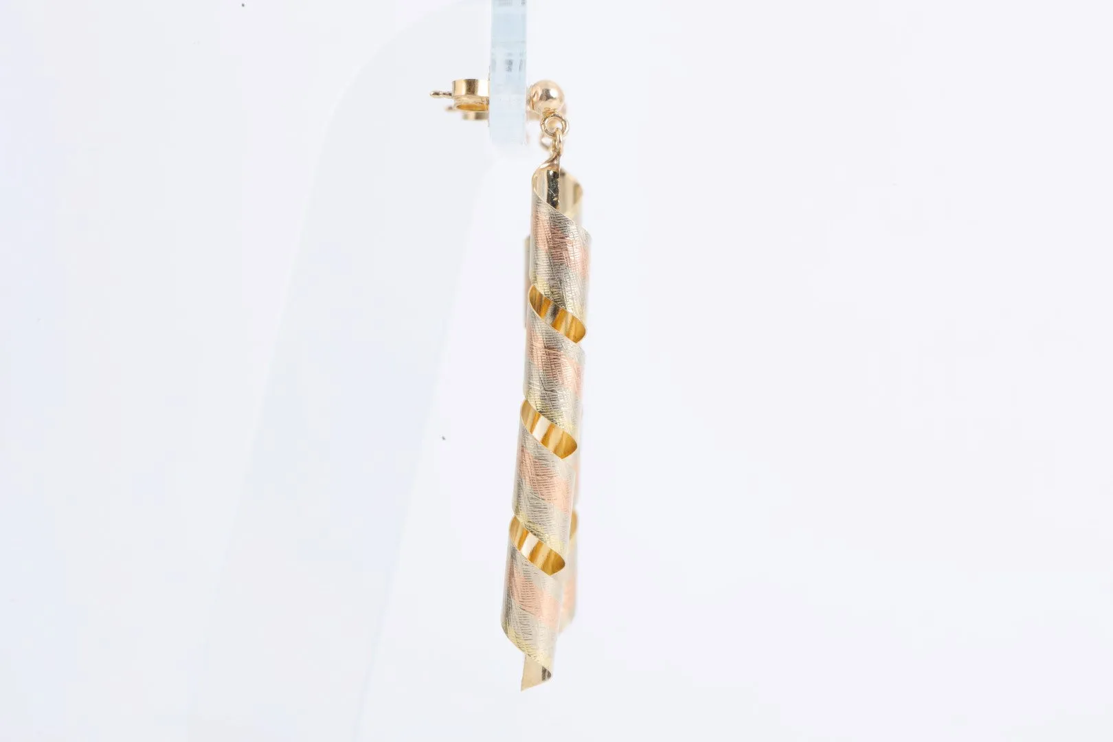 14k Tri-Tone Gold Spiral Dangle Earrings (2.46g.)