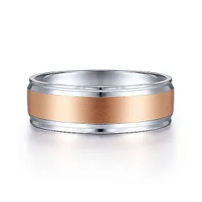 14k White & Rose Gold Men's Wedding Band