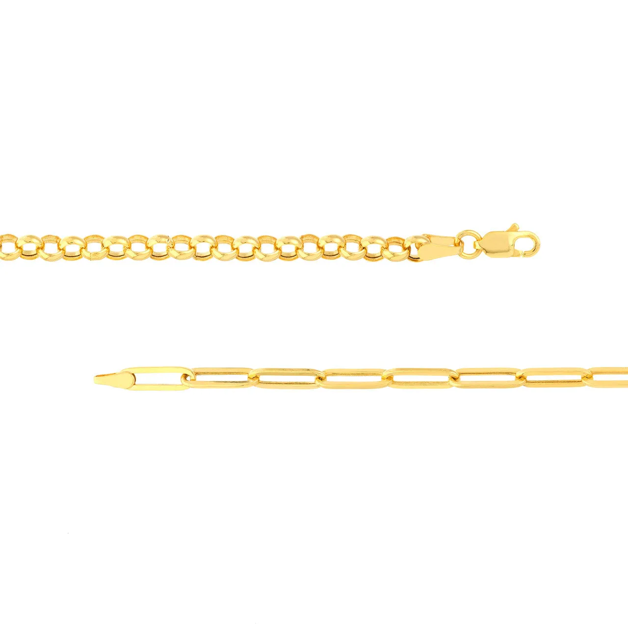 14K Yellow Gold 50/50 Paperclip   Rolo Chain Bracelet