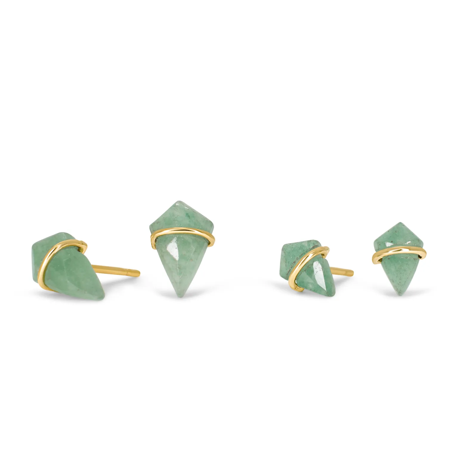 18K Kite Stud Earrings in Green Aventurine