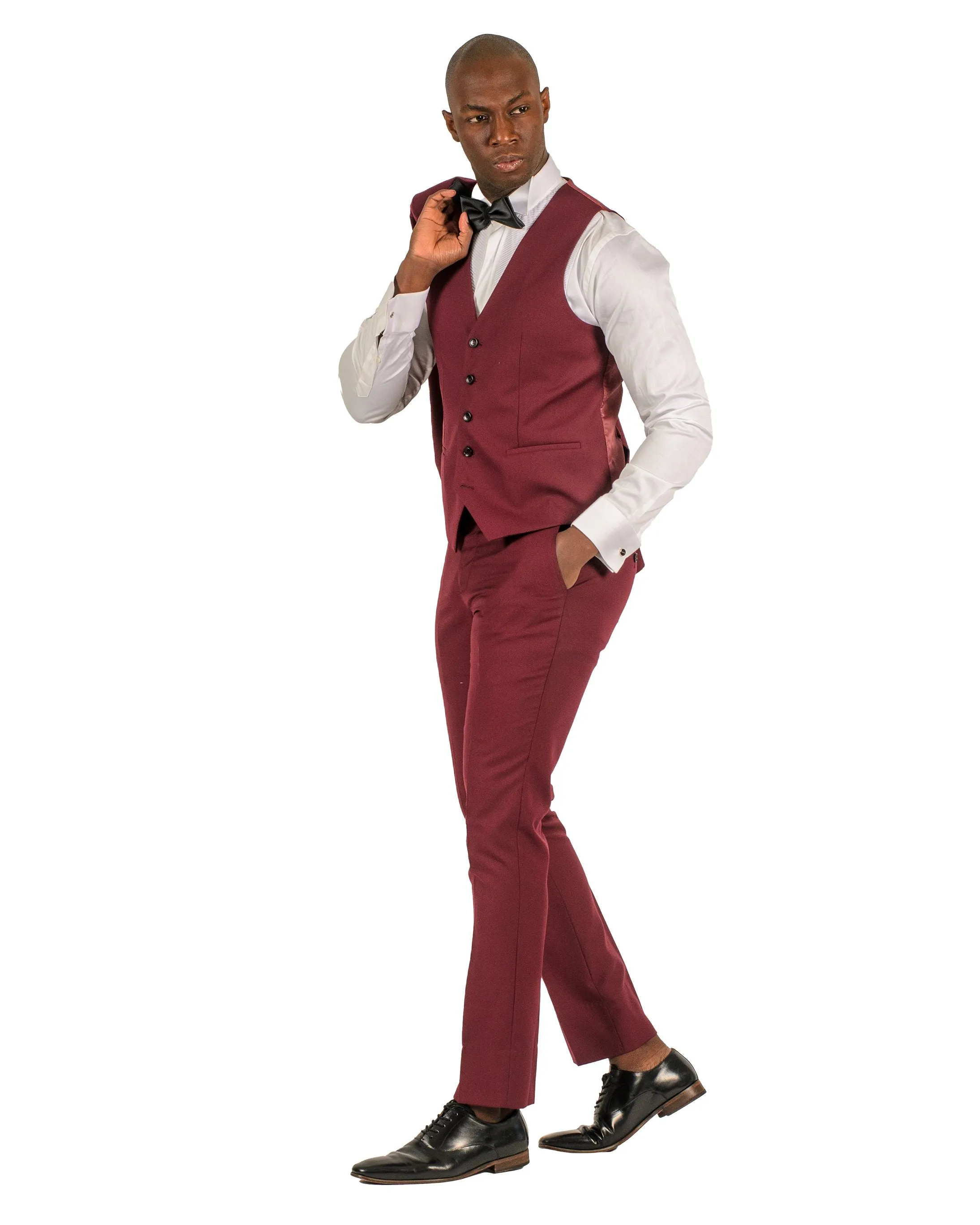 2 Button Shawl Lapel Burgundy Slim Fit Suit FF2SSX V-1230