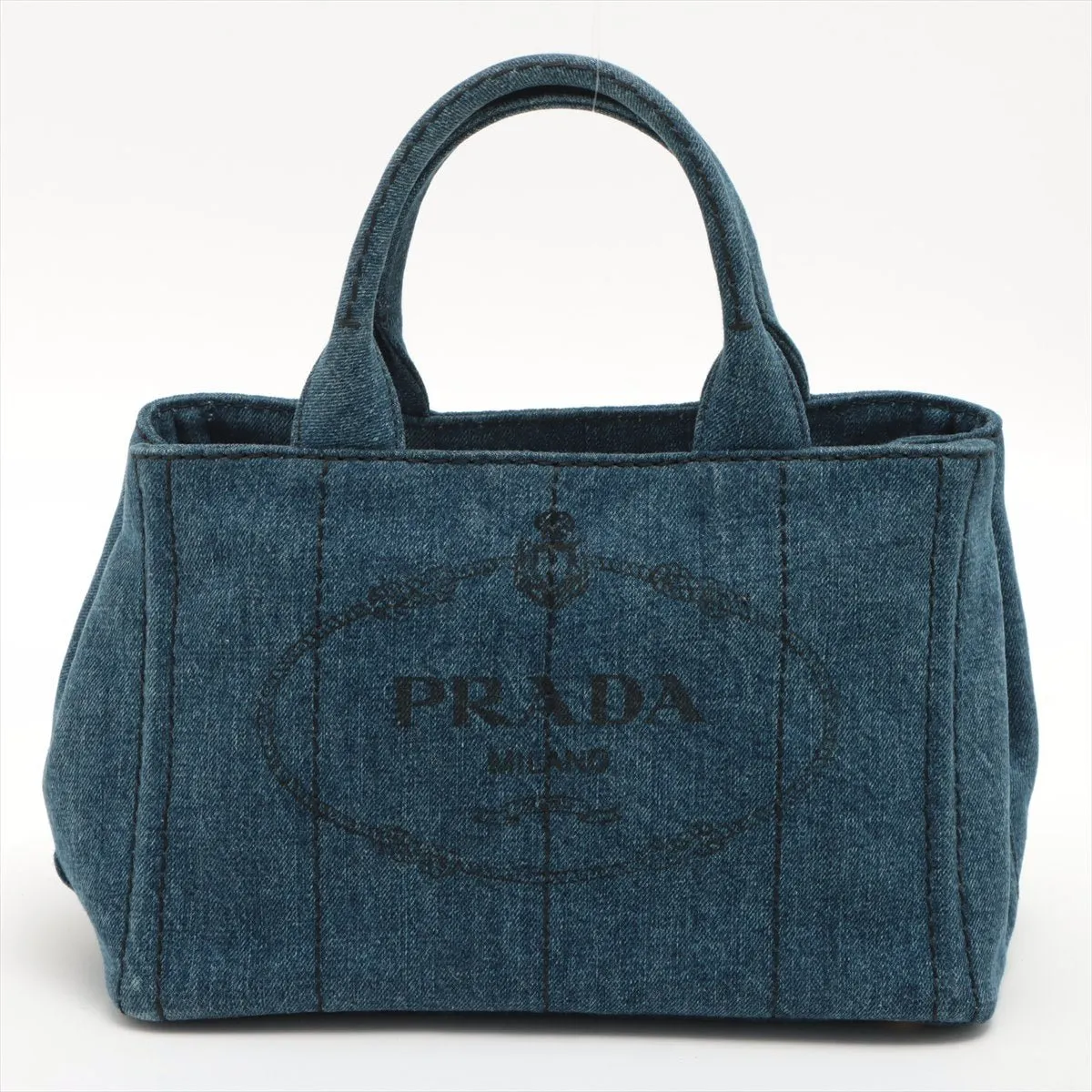 2-Way Denim Canvas Tote Bag Blue