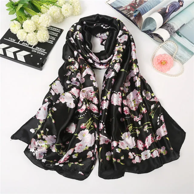 2017 luxury brand Women Silk scarf Beach Shawl and Echarpe Luxurious Wrap Designer scarves Plus Size female beach stole bandana