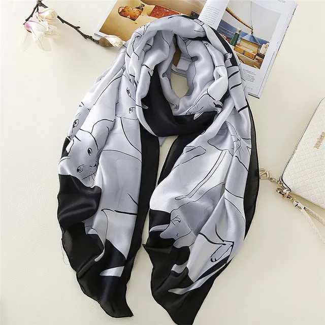 2017 luxury brand Women Silk scarf Beach Shawl and Echarpe Luxurious Wrap Designer scarves Plus Size female beach stole bandana