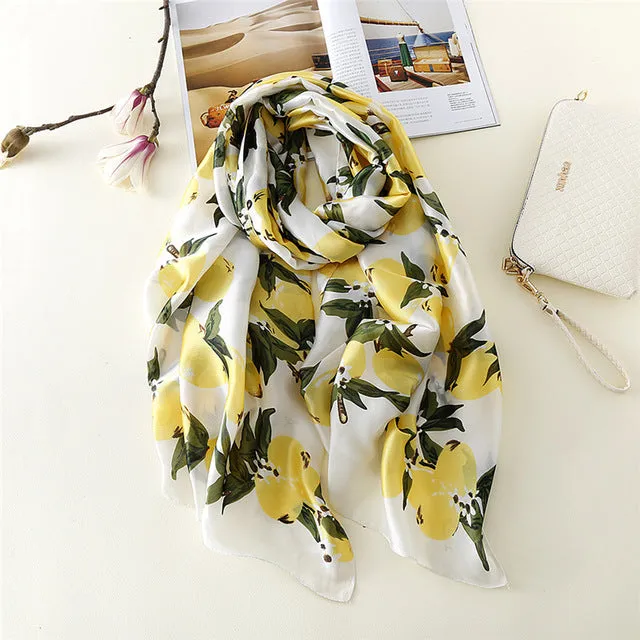 2017 luxury brand Women Silk scarf Beach Shawl and Echarpe Luxurious Wrap Designer scarves Plus Size female beach stole bandana