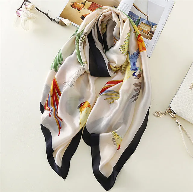 2017 luxury brand Women Silk scarf Beach Shawl and Echarpe Luxurious Wrap Designer scarves Plus Size female beach stole bandana