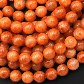 AAA Fiery Genuine Natural Orange Calcite Beads 8mm Smooth Round Gemstone 15.5" Strand