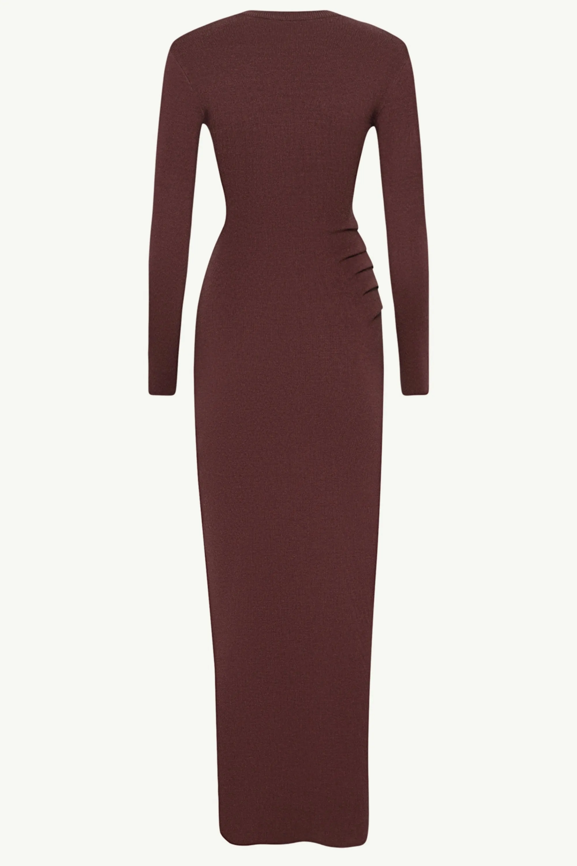 Abigail Rouched Knit Maxi Dress - Dark Brown