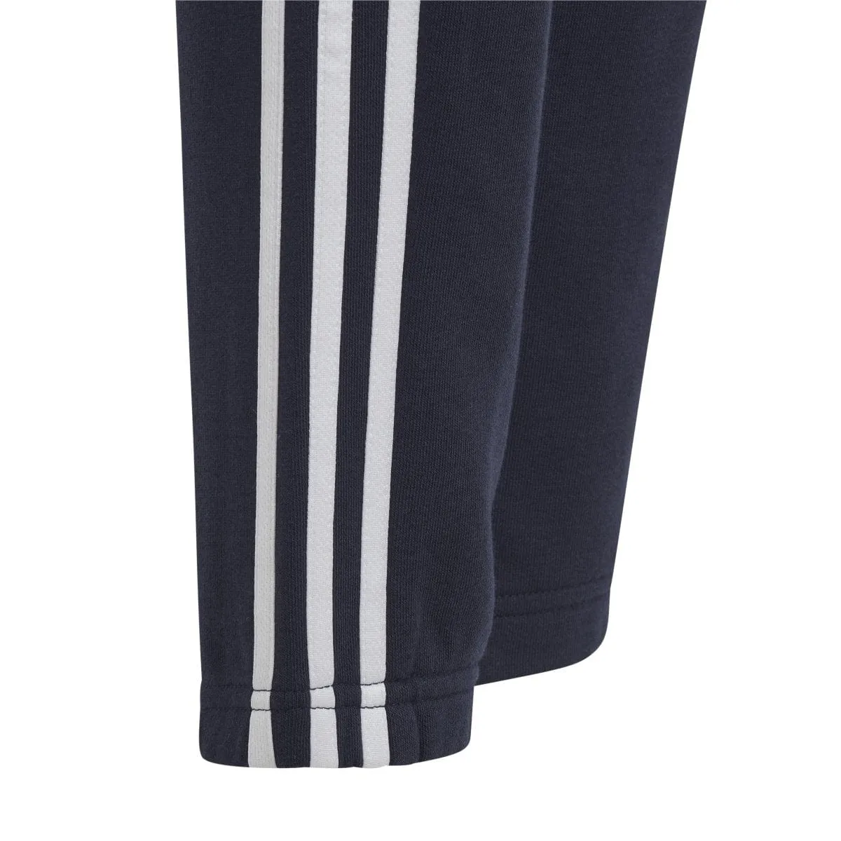 ADIDAS JUNIOR 3 STRIPE FLEECE NAVY TRACKPANTS