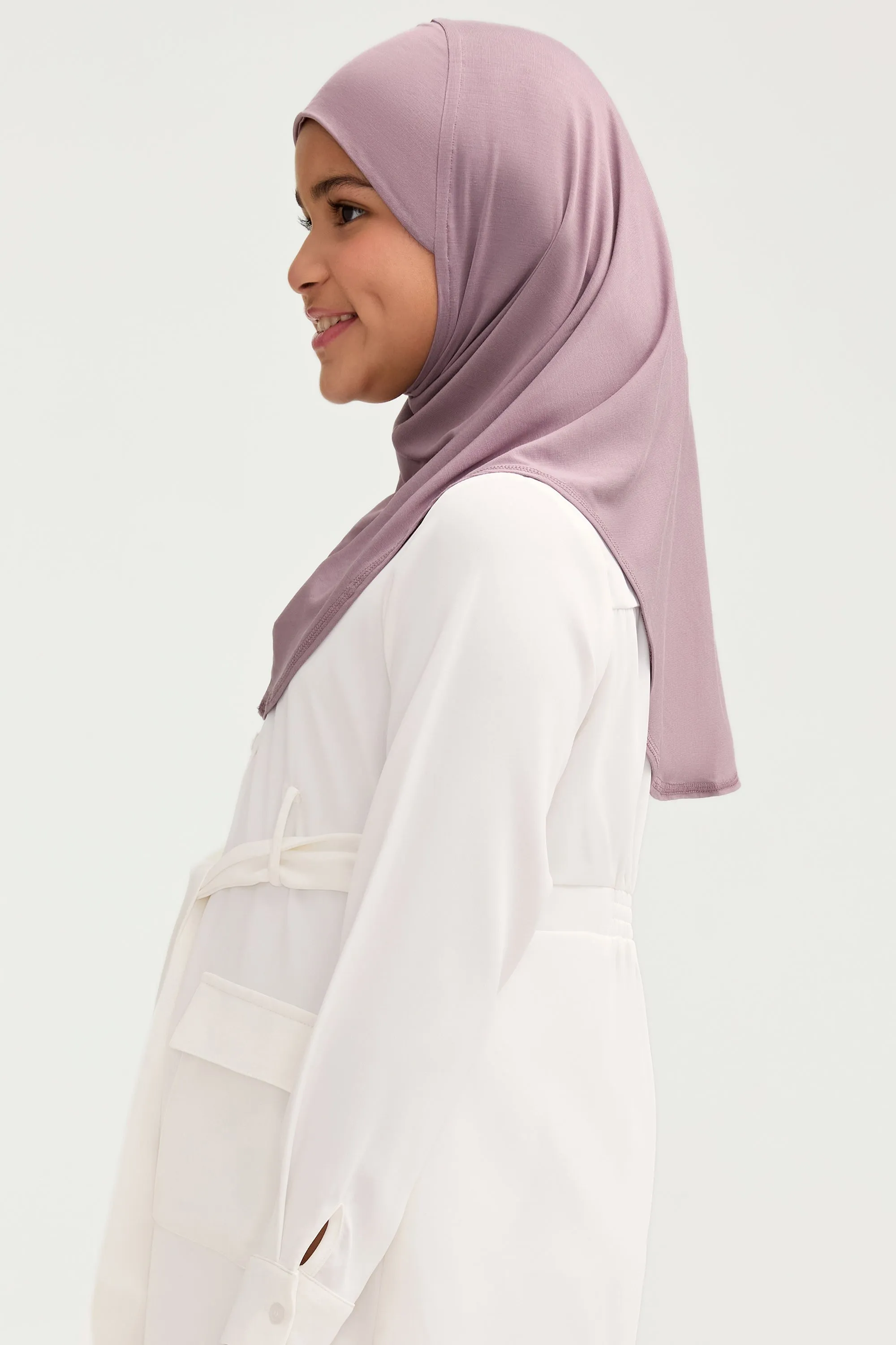 Amira Bamboo Jersey Instant Hijab - Purple Dove (Girls)