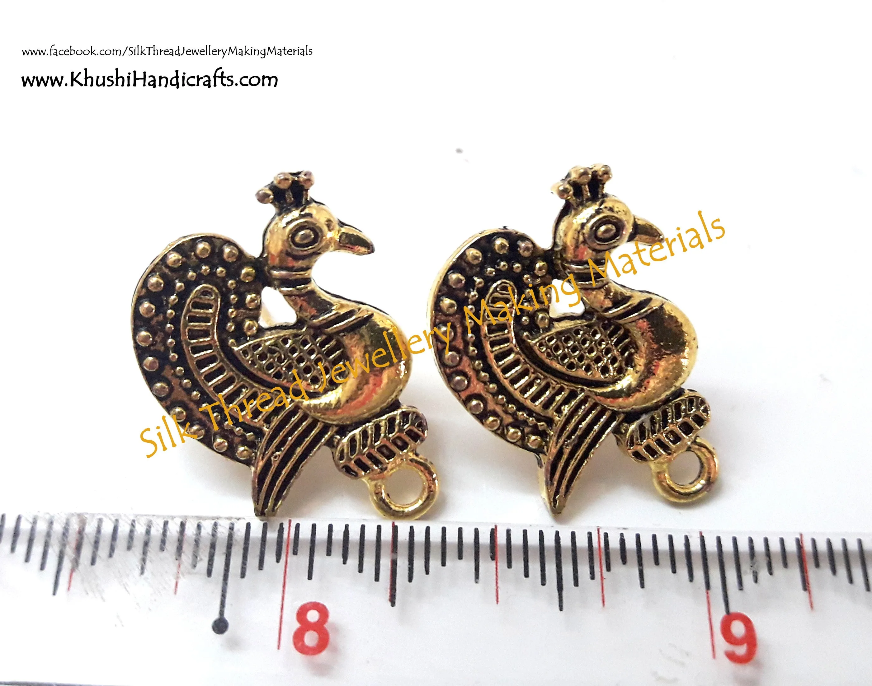 Antique Gold / Silver Peacock Stud pattern 13 -ST37