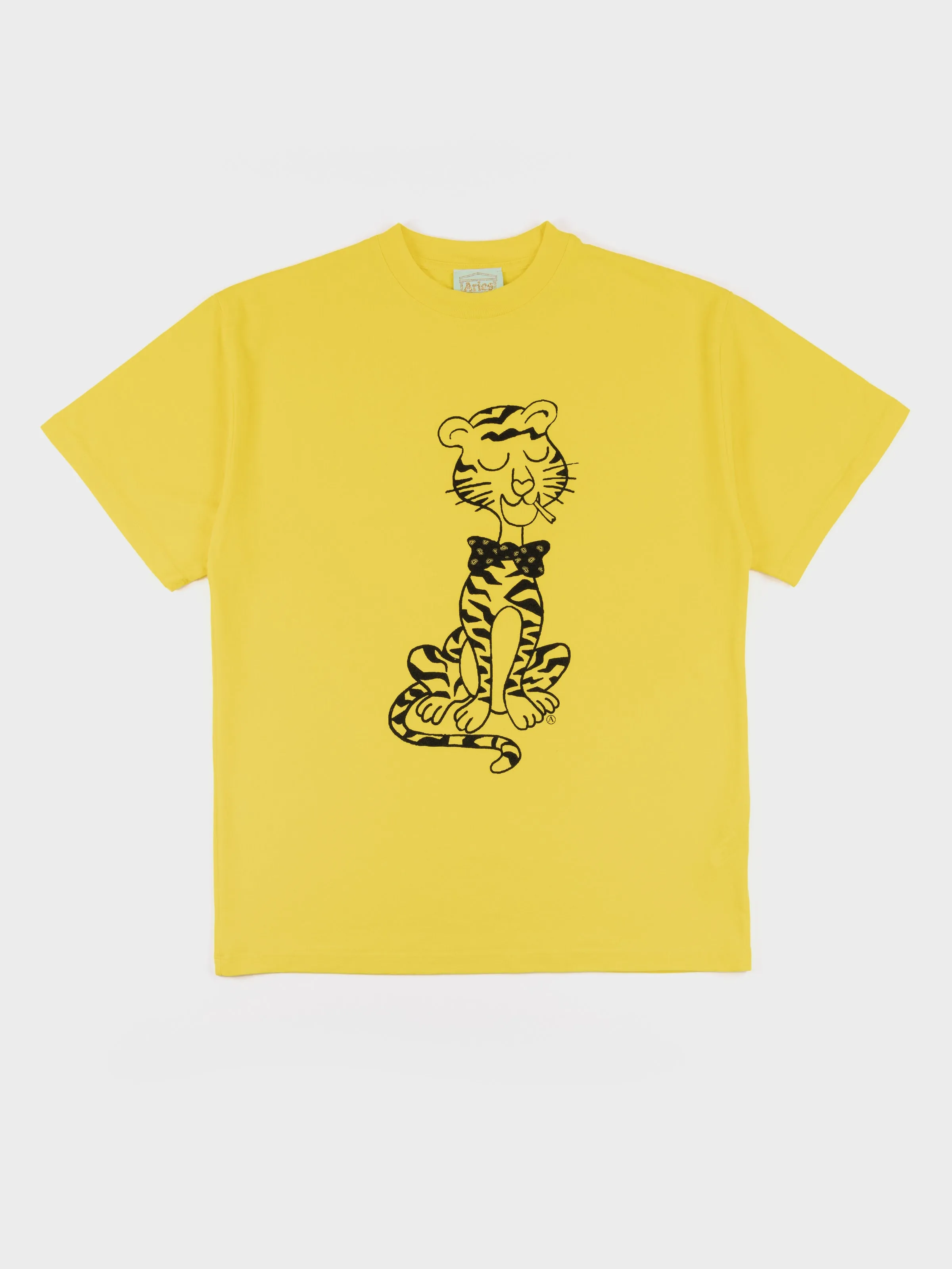 Aries Smoking Tiger SS T Shirt - Yellow