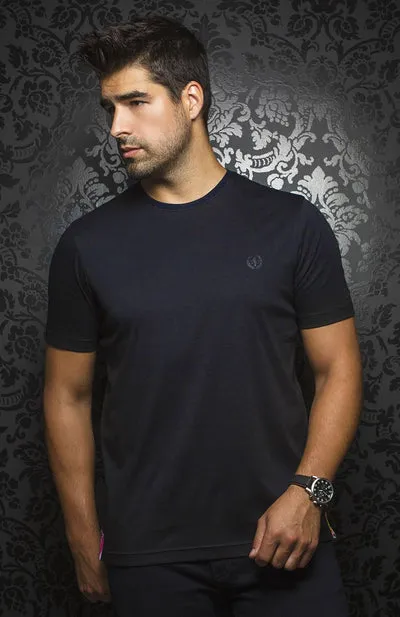 Au Noir Stretch Short-Sleeve Shirt | T-shirt Crew Neck - Michael Navy