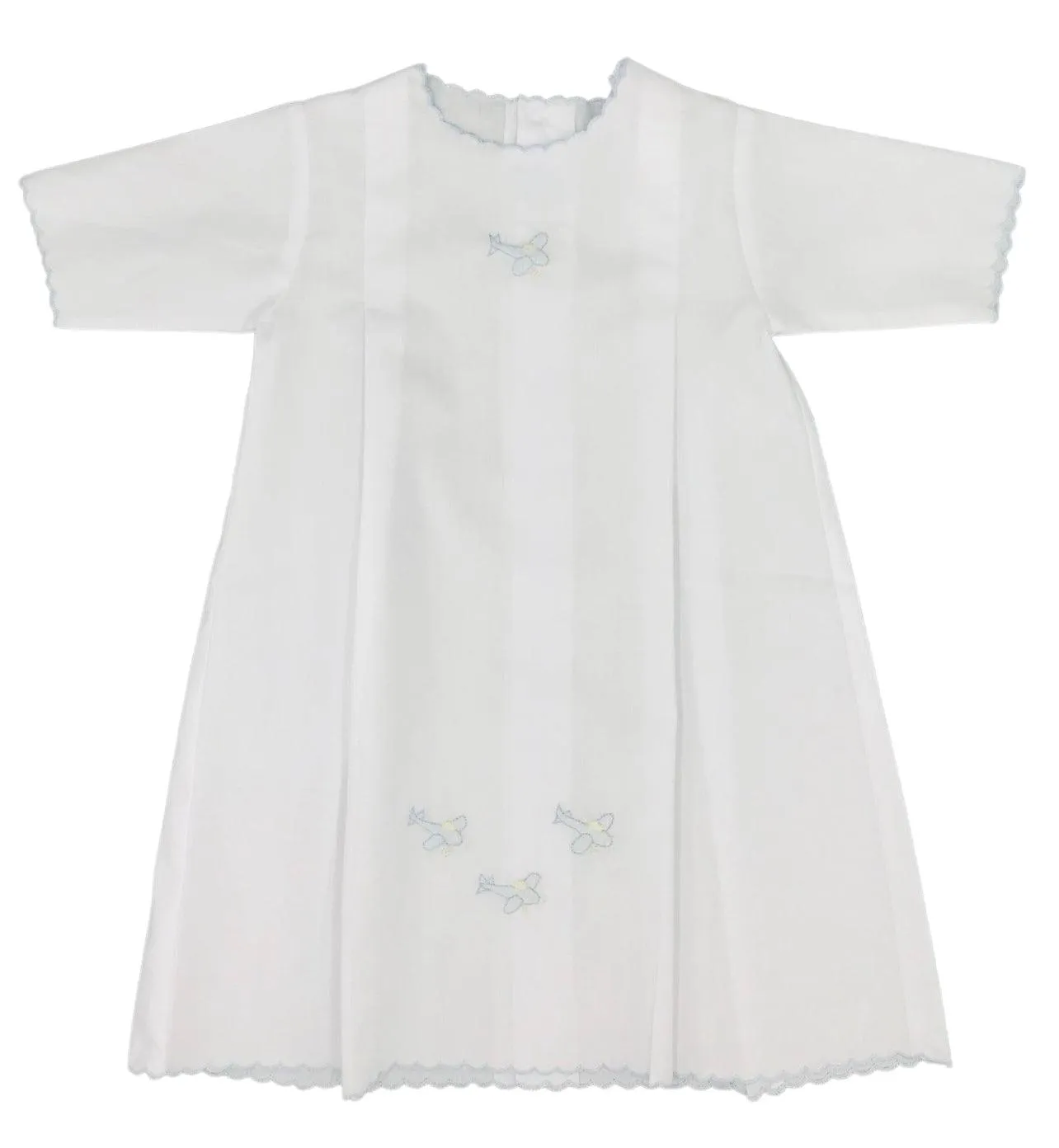 Auraluz LS Day Gown with Blue Plane Embroidery