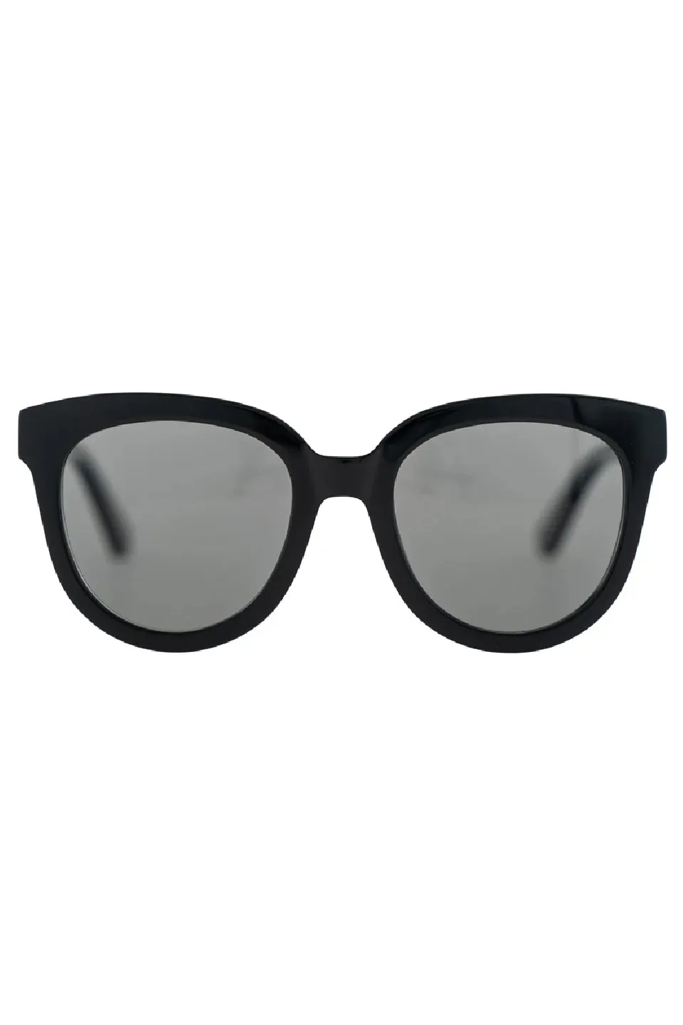 Bay Shiny Black Grey Polarised Round Sunglasses