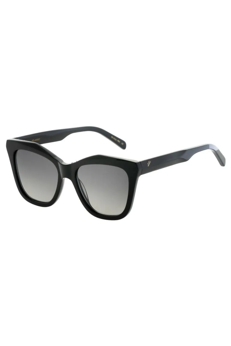 Bay Shiny Black Grey Polarised Round Sunglasses