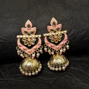 Bhavi Jewels Gold Plated Meenakari Jhumki Earrings