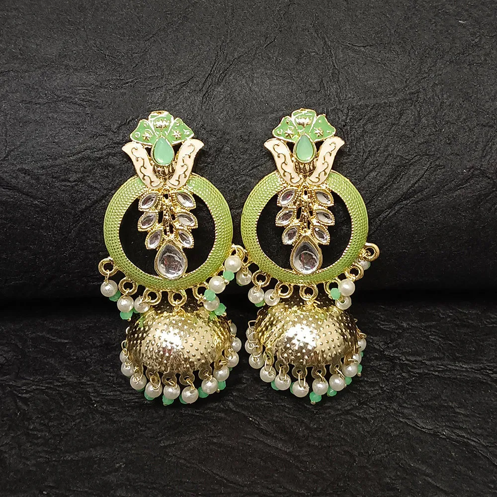 Bhavi Jewels Gold Plated Meenakari Jhumki Earrings