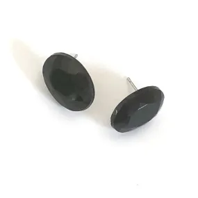 Black Faceted Oval Lucite Stud Earrings