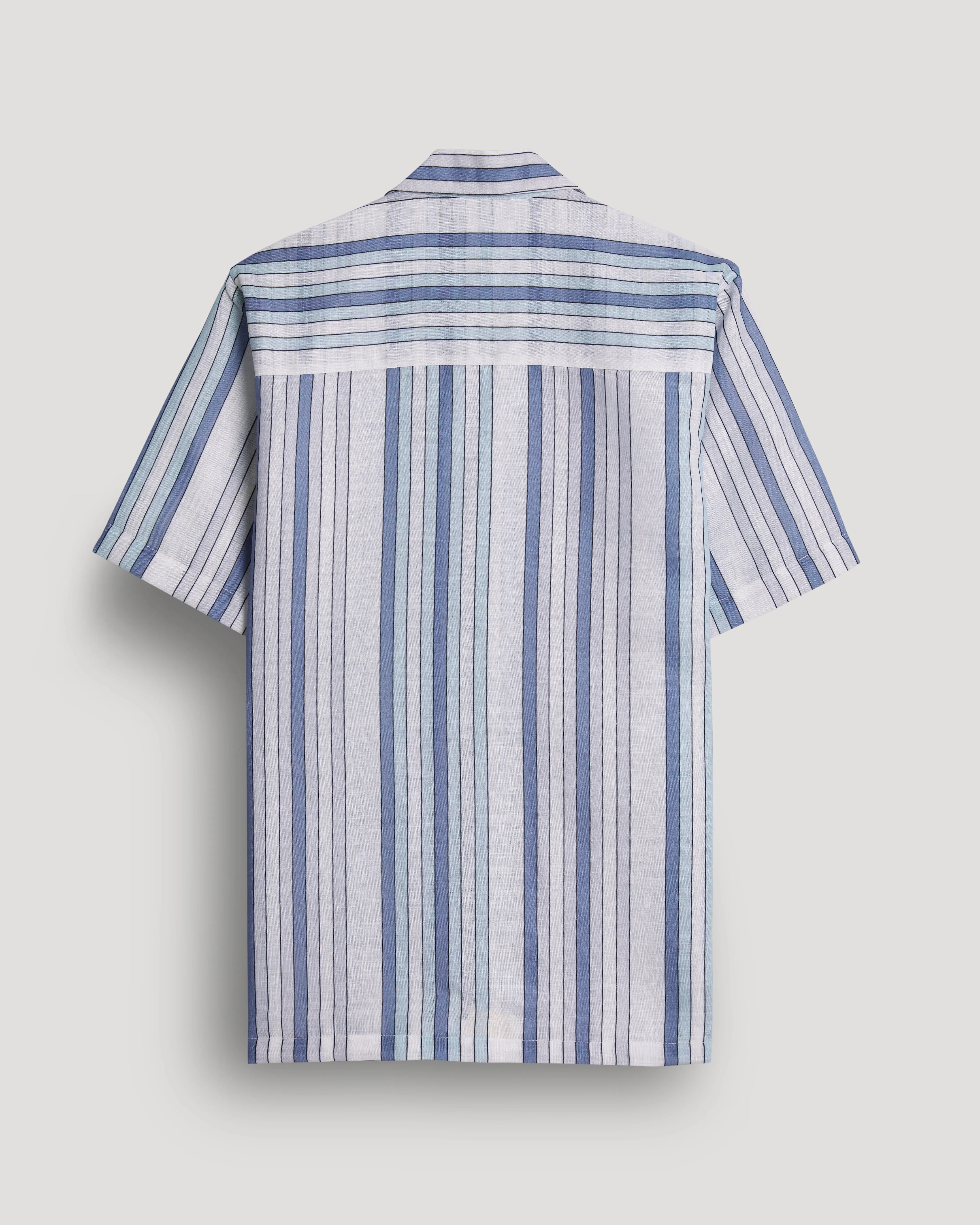 Blue and White stripe printed linen shirt for men