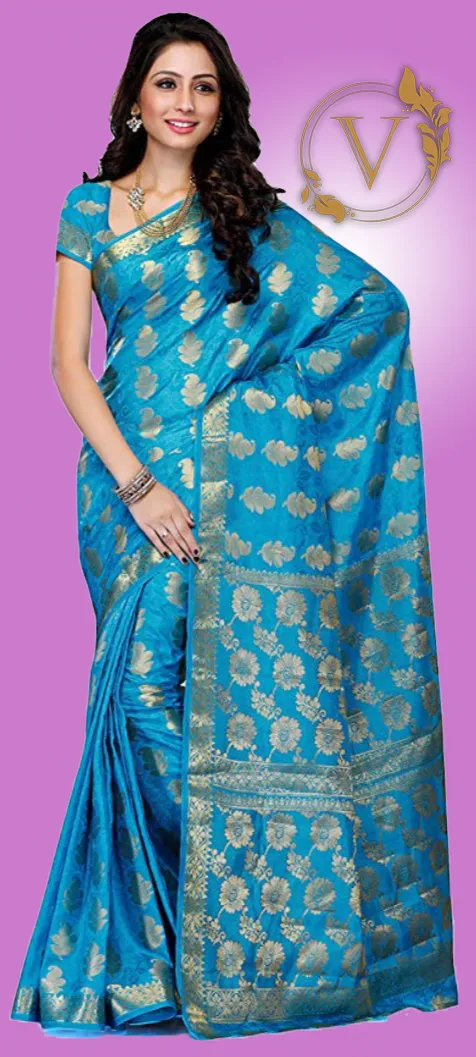 Blue Tussar Silk Saree