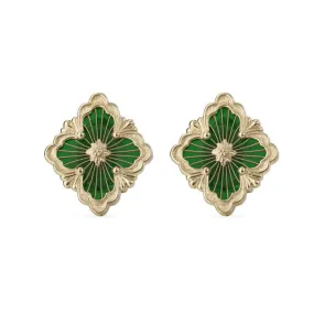 Buccellati - Opera Tulle - Button Earrings with Cathedral Green Enamel, 18k Yellow Gold