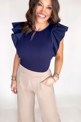 Bustle About Navy Top