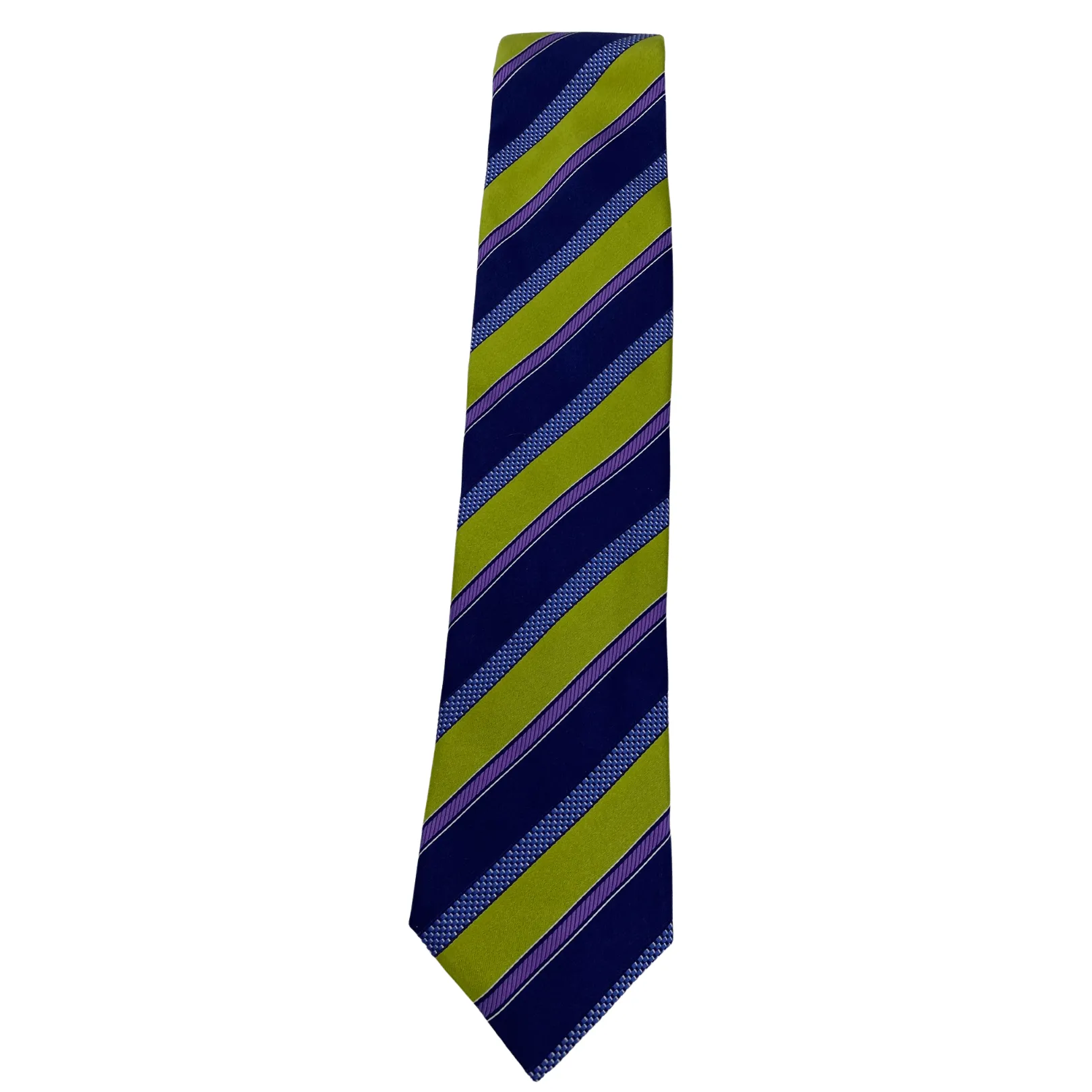 CANALI Textured Diagonal Stripe Tie - Blue, Purple, Lime