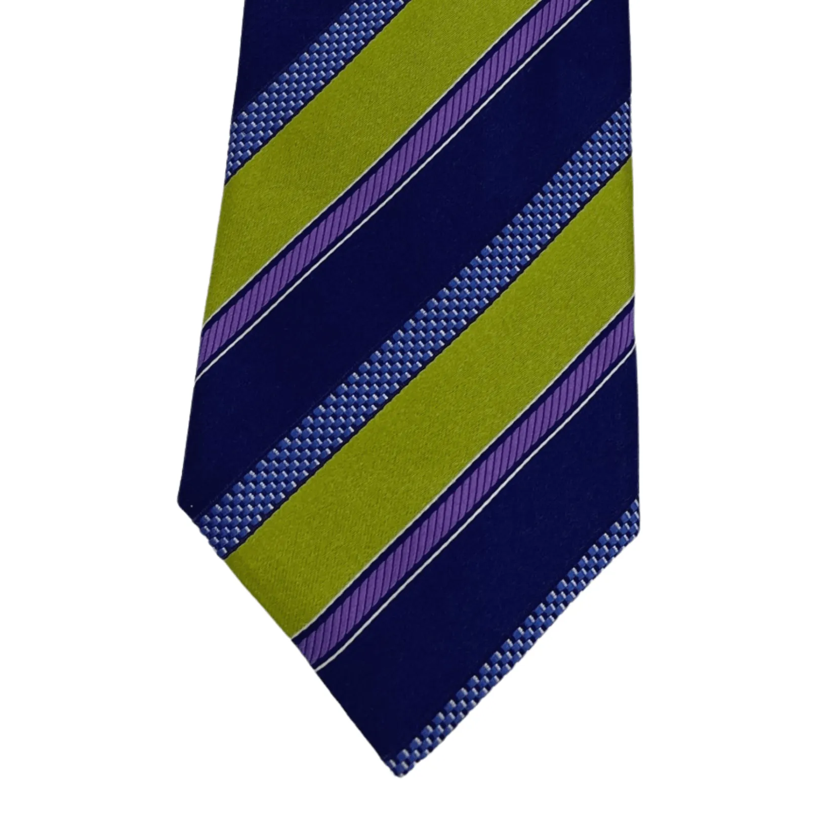 CANALI Textured Diagonal Stripe Tie - Blue, Purple, Lime