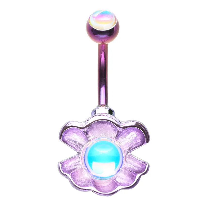 CiCi Clam Moonstone Titanium Belly Ring