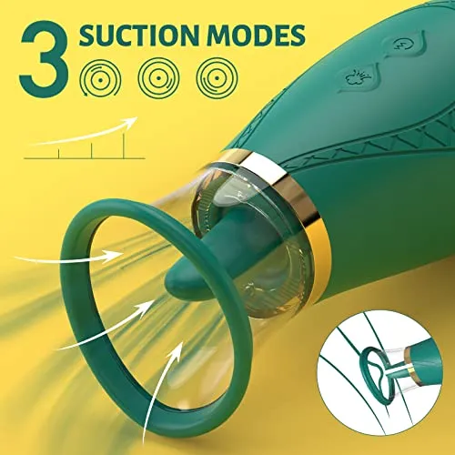 Clitoral Sucking Vibrator Sex Toys, 3 Sucking 9 Licking Modes Nipples Clit Sucker for Quick Orgasm, Tongue Vibrators Adult Toys for Women Couples-Green