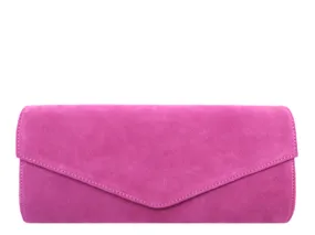 Clutch Handbag Suede - Fuchsia