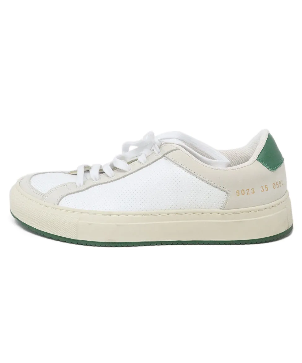 Common Projects White & Green Leather Sneakers sz 5