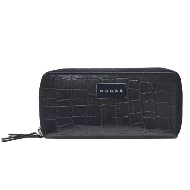 Cross Coco Signature Women Double Zip Around Wallet Black Ac788496N-1