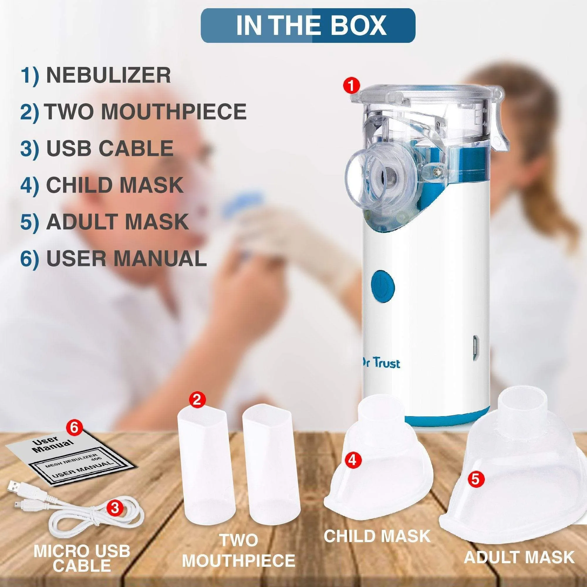 Dr Trust USA Mesh Nebulizer Rechargeable 406