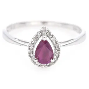 Estate 14K White Gold Ruby & Diamond Band Ring Size 7