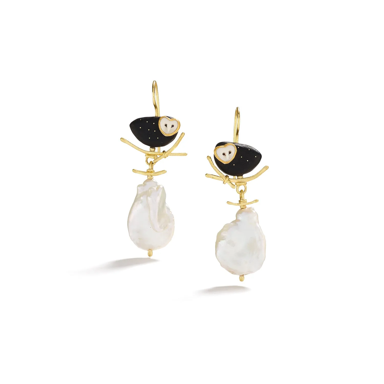 Fresh Water Pearl Owl Earring on Wire