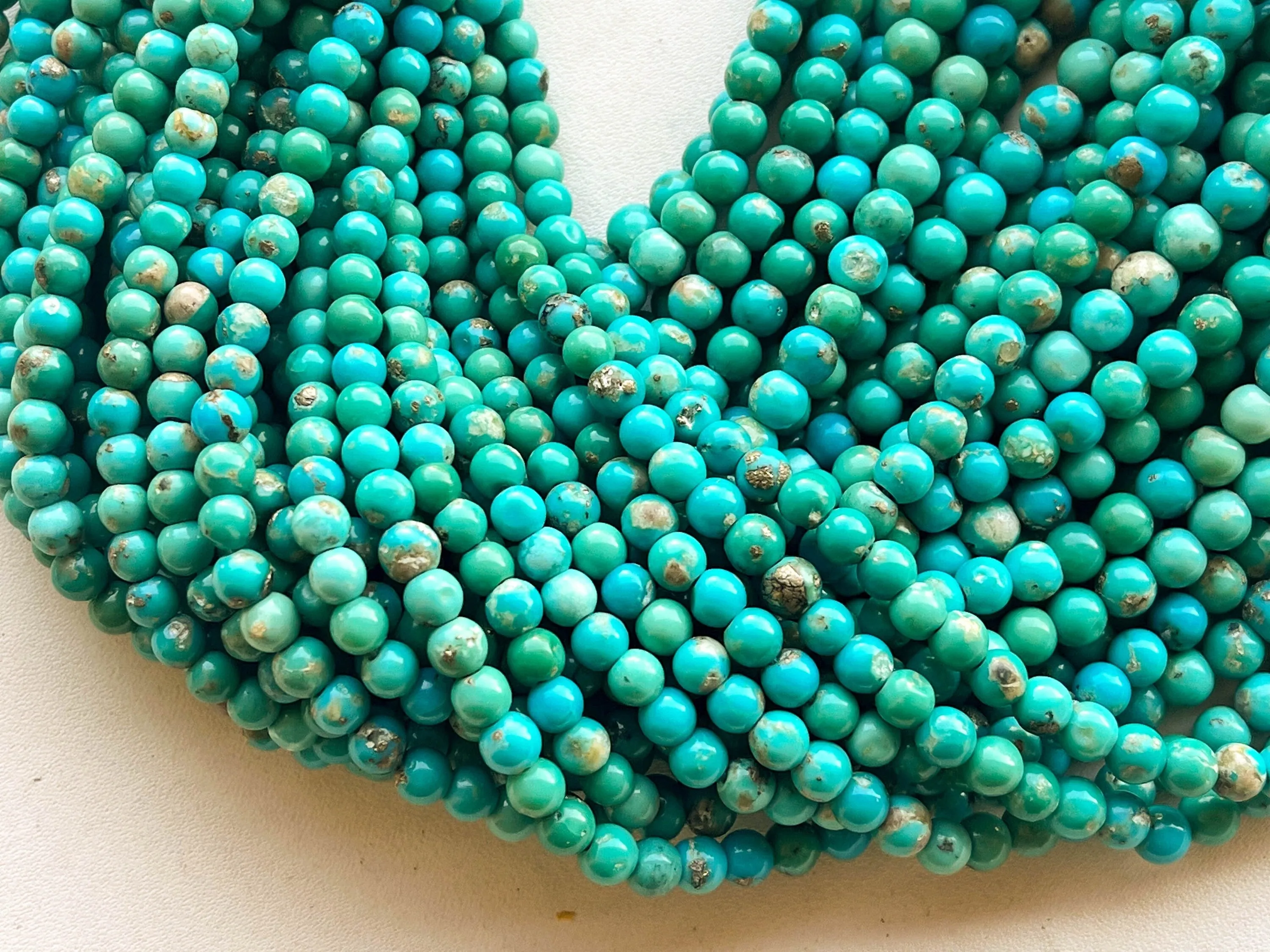 Genuine Arizona Turquoise Smooth Round Beads, Turquoise Gemstone Beads, Arizona Turquoise Gemstone Beads, Turquoise Beads, BFYJ161