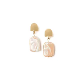 gold dome   peachy pearl earrings