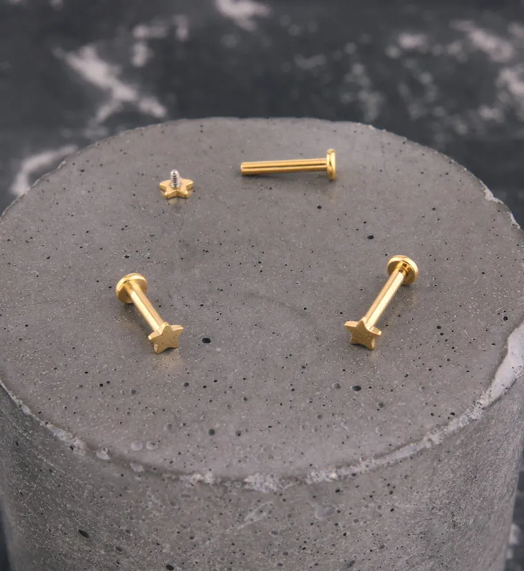 Gold PVD Star Internally Threaded Titanium Labret