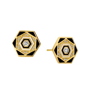 Hex Diamond Enamel Large Studs