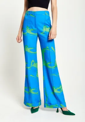 House Of Holland Marble Print Trouser in Blue And Green