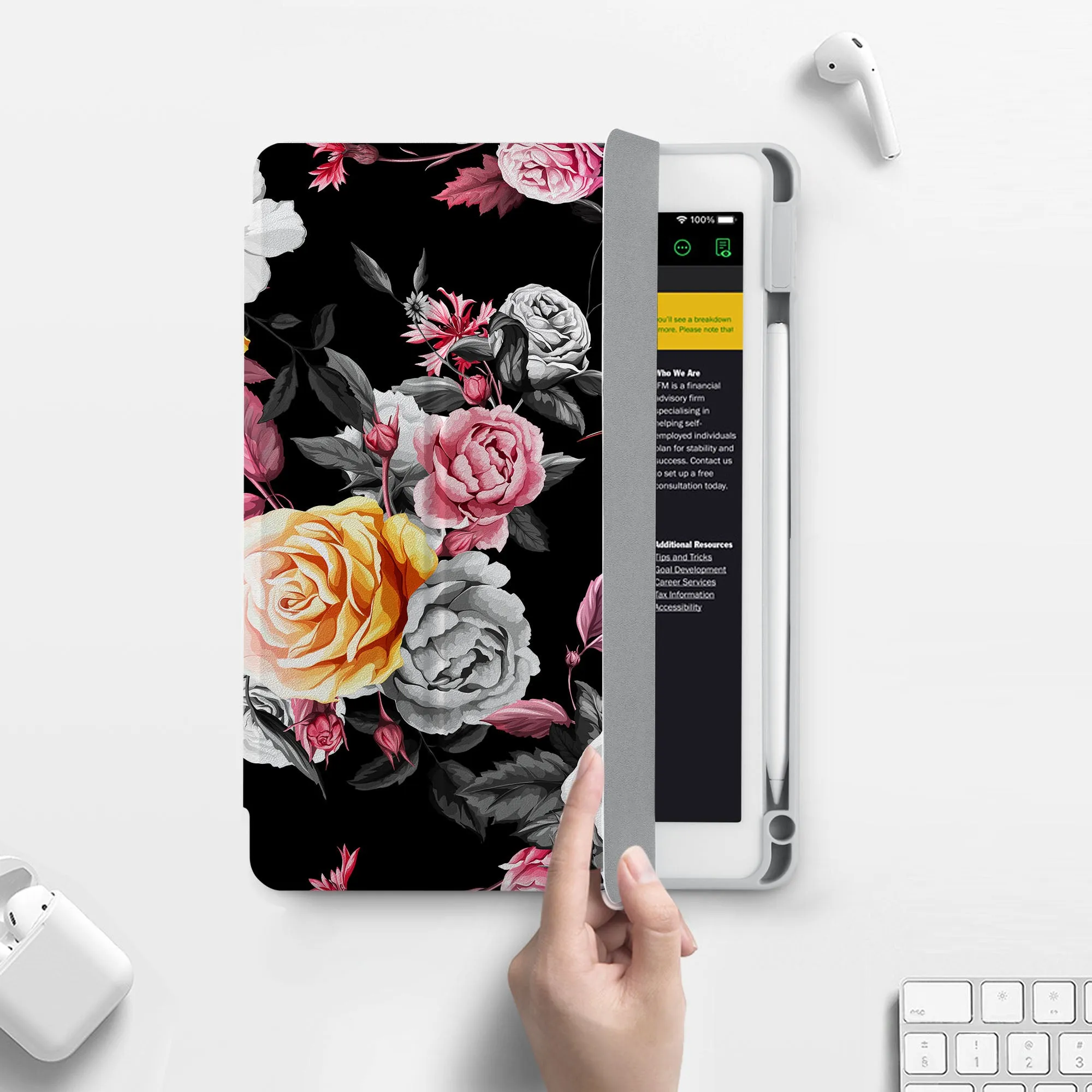 iPad 360 Elite Case - Black Flower