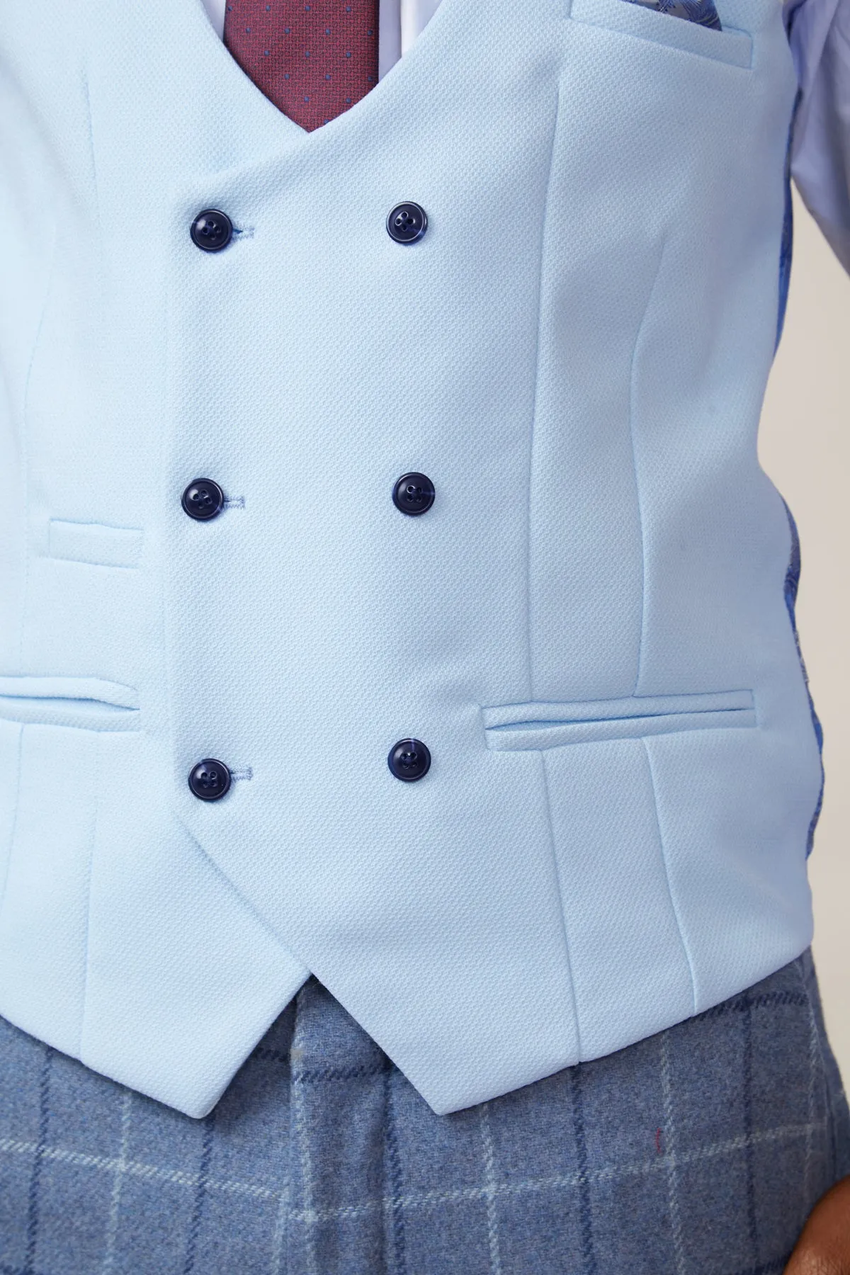 KELVIN - Sky Blue Double Breasted Waistcoat