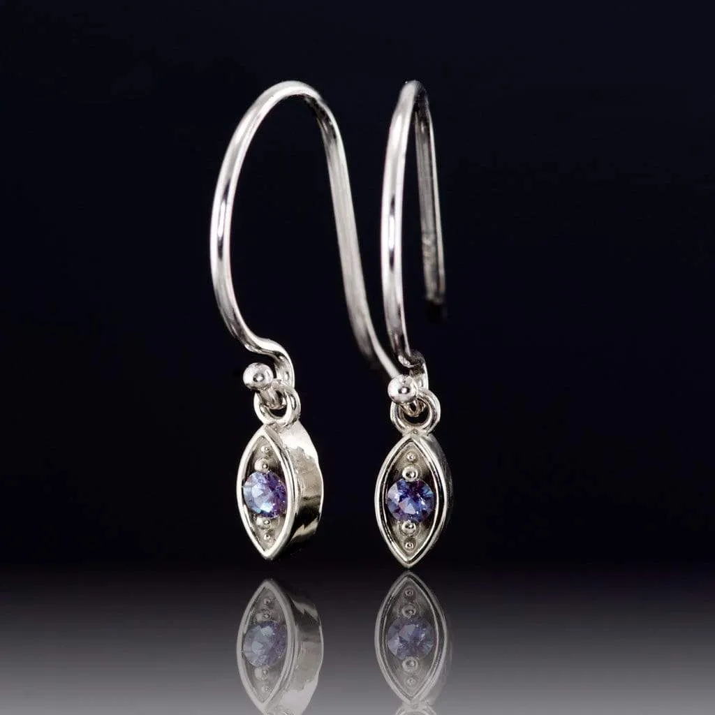 Lab-Grown Alexandrite Marquise Shape Dangle Earrings