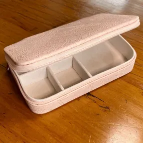 Lace Jewellery Box with five compartments and zip closure