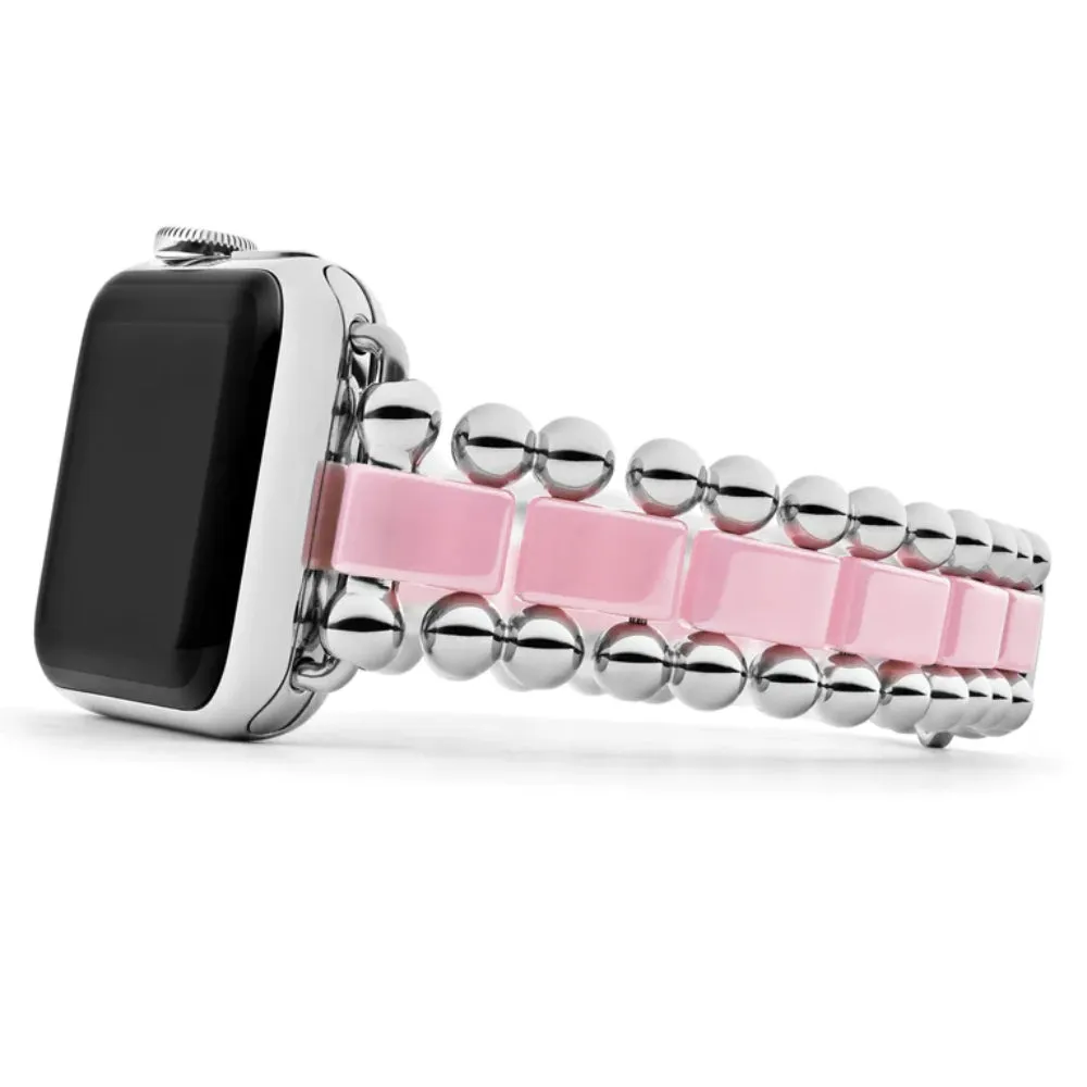 Lagos Smart Caviar Pink Ceramic and Stainless Steel Watch Bracelet 38-45mm