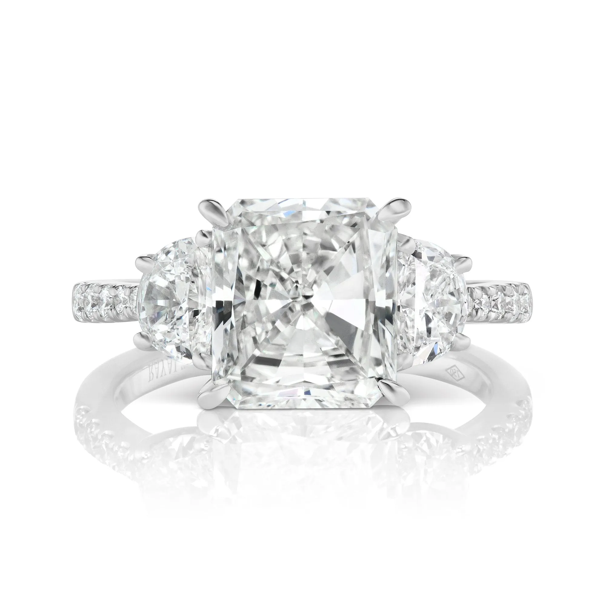 LAMIS 5 CARAT RADIANT CUT F COLOR VS2 CLARITY DIAMOND ENGAGEMENT RING 18K WHITE GOLD CERTIFIED 4 CT F VS2 BY MIKE NEKTA